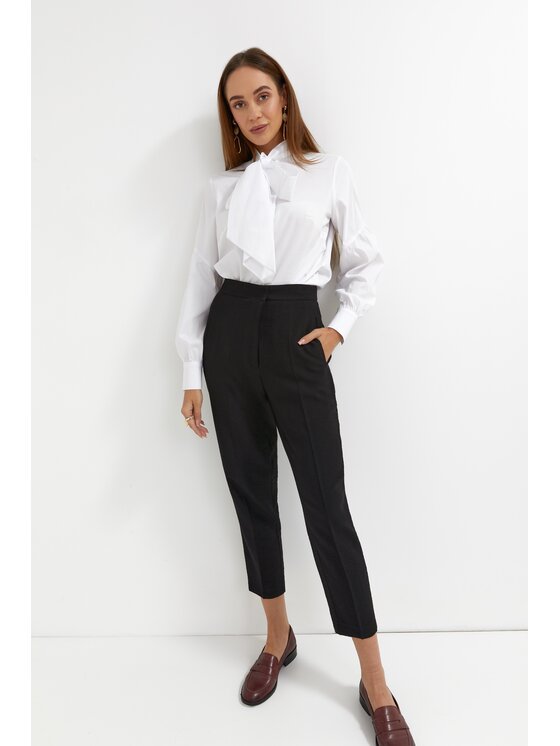 Bubala Bubala Spodnie materiałowe Cygaretki Czarne Czarny Classic Fit
