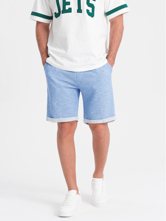 Ombre Ombre Šortky z materiálu OM-SRSK-0116 Modrá Loose Fit
