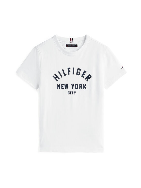 Tommy Hilfiger Tommy Hilfiger T-Shirt Curved Graphic KB0KB09800 Biały Regular Fit