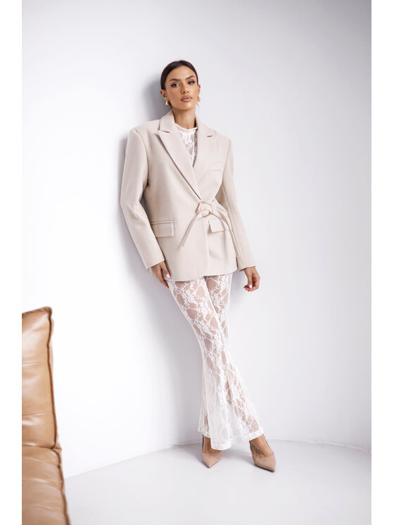 LilaLou LilaLou Marynarka Whisper Beżowy Regular Fit