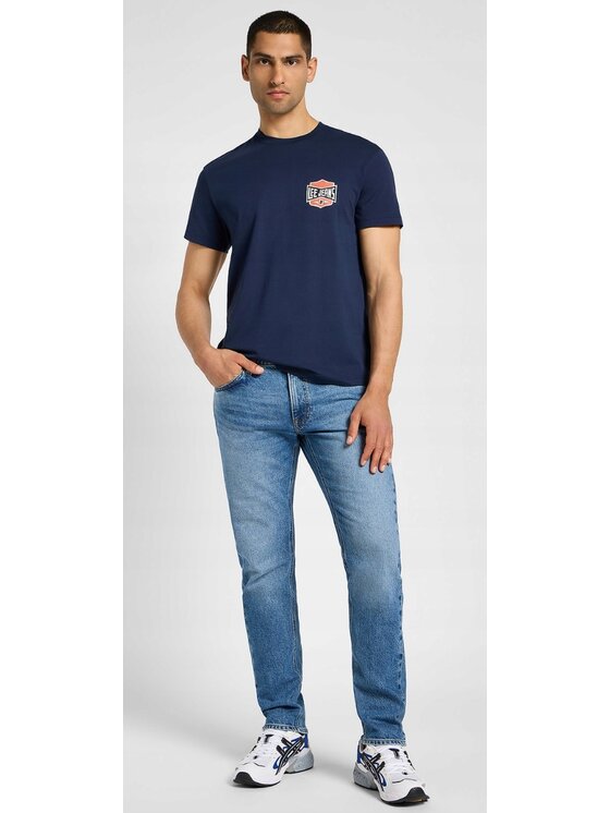 Lee Lee T-Shirt Relaxed Tee Niebieski Relaxed Fit
