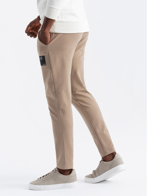 Ombre Ombre Spodnie dresowe OM-PASK-0167 Brązowy Regular Fit