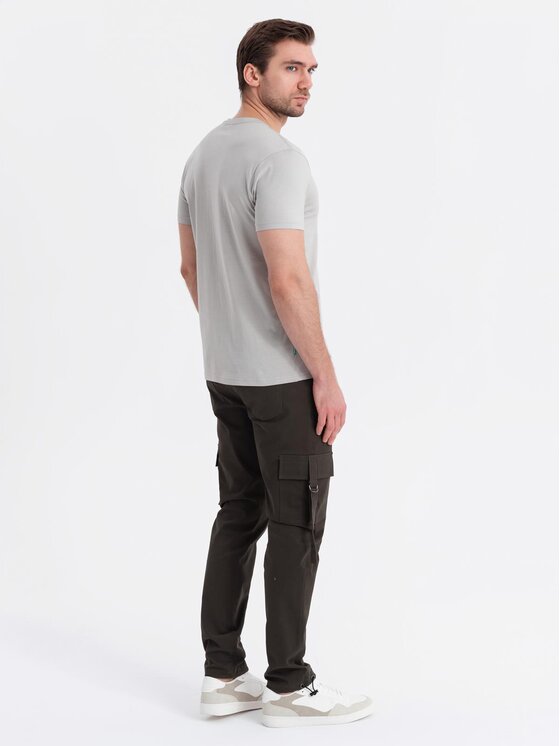 Ombre Ombre T-Shirt OM-TSCT-0151 Szary Regular Fit