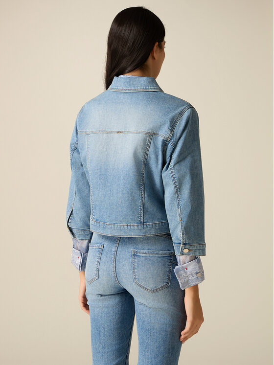 Oltre Oltre Marynarka R400J100318N004 Turkusowy Boxy Fit