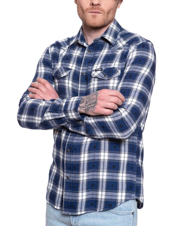 Wrangler Wrangler Camicia LS WESTERN SHIRT Blu Regular Fit