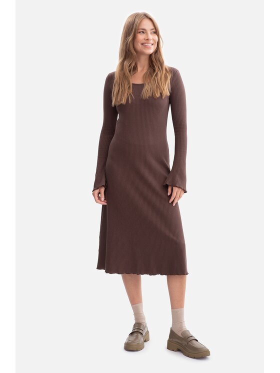 BeWear BeWear Sukienka dzianinowa b308 Brązowy Baggy Fit