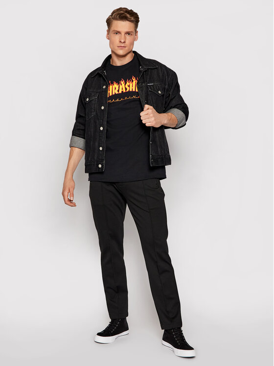Thrasher Thrasher Majica Flame Črna Regular Fit