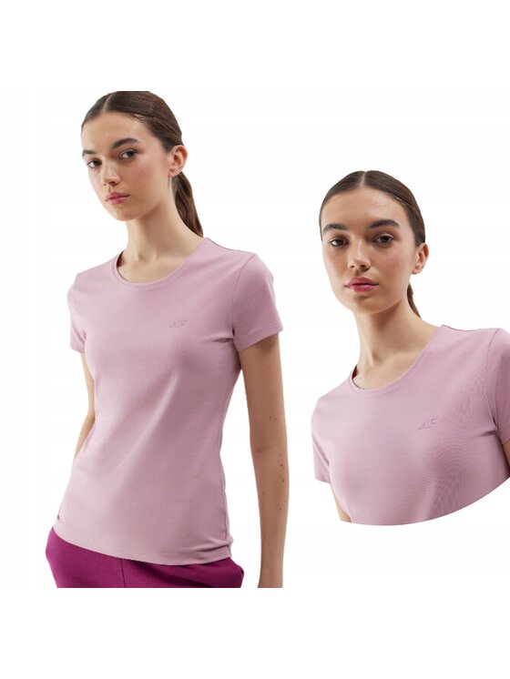 4F 4F T-Shirt 4FWSS24 TTSHF1161 56S JASNY RÓŻ S Ροζ Custom Slim Fit