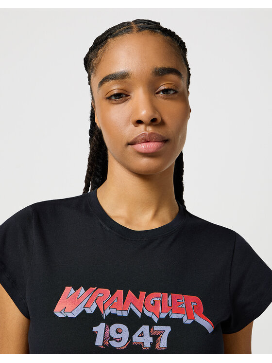 Wrangler Wrangler T-Shirt SHRUNKEN BAND TEE Czarny Regular Fit