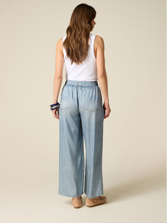 Oltre Oltre Pantaloni di tessuto P056J002557N004 Turchese Baggy Fit