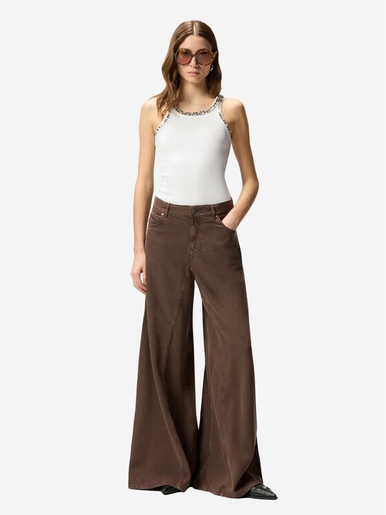 PINKO PINKO Jeansy WINONA WIDE LEG BULL SLEGATO Hnědá Regular Fit