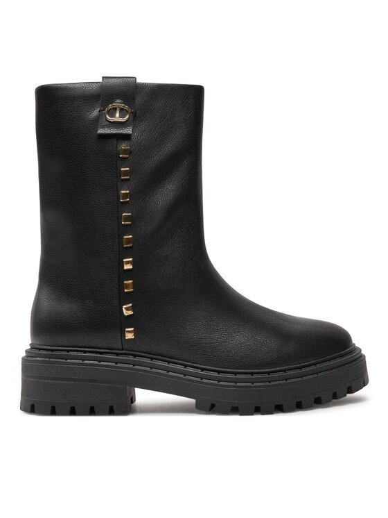 TWINSET Členková obuv Biker 242TCP074 Čierna