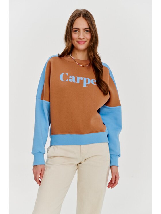 NAOKO NAOKO Mikina Carpe Diem Hnedá Regular Fit