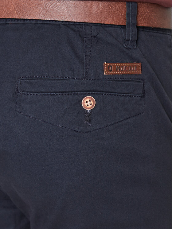INDICODE INDICODE Kalhoty z materiálu Gower 65-159 Tmavomodrá Regular Fit