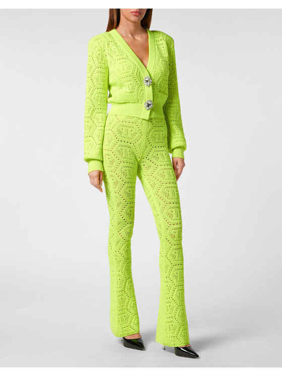 PHILIPP PLEIN PHILIPP PLEIN Spodnie dzianinowe 2385 Żółty Flare Fit