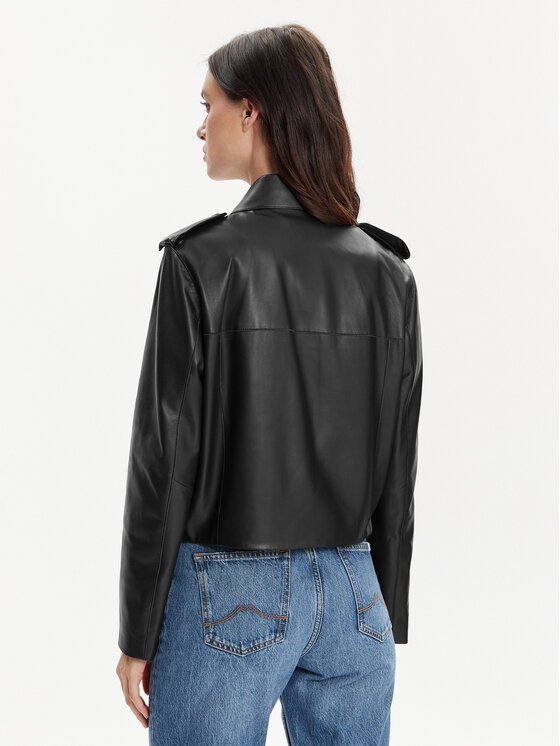 Marella Marella Μπουφάν δερμάτινο Sparta 2413441011 Μαύρο Regular Fit