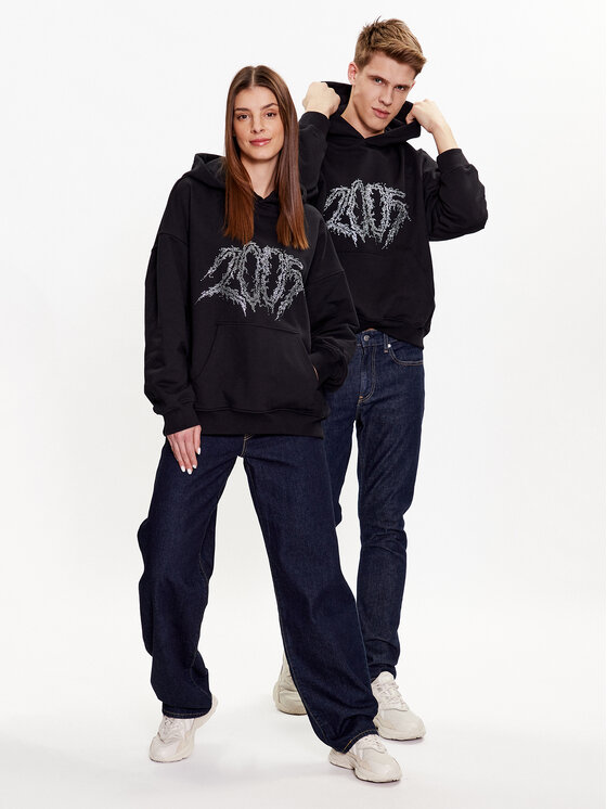 2005 2005 Mikina Unisex Metal Horned Černá Regular Fit