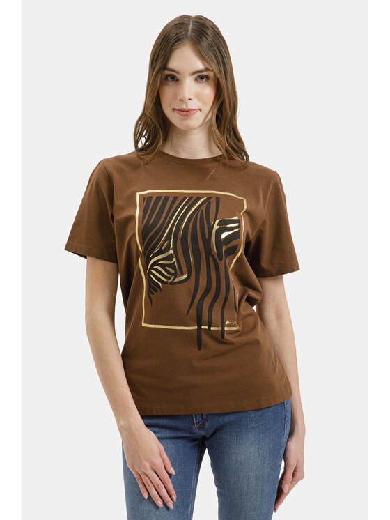 Cross Jeans Cross Jeans T-Shirt 56263-025 Brązowy