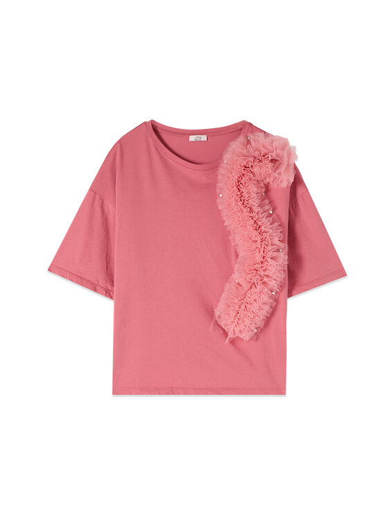 Oltre Oltre T-Shirt G014J004371N006 Różowy Regular Fit