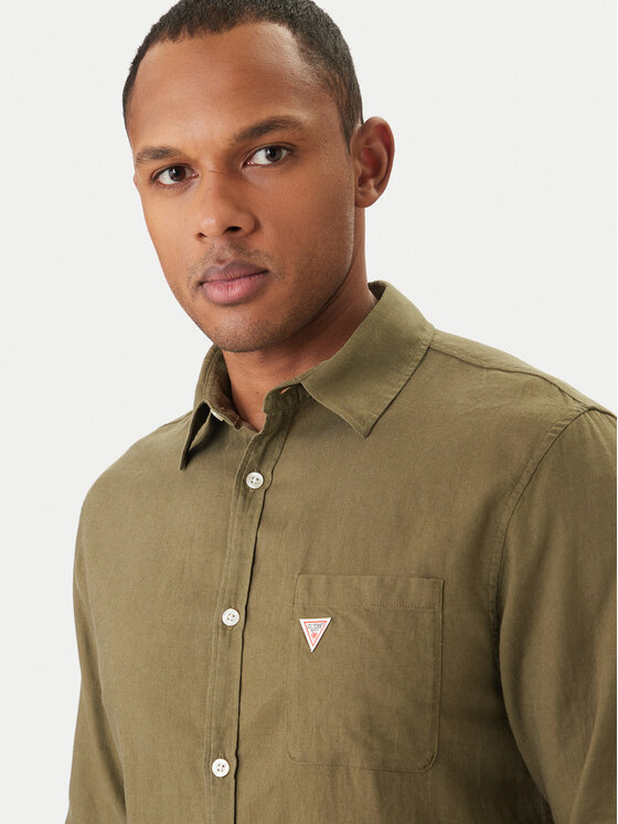 Guess Guess Košile F6GH06 WG3L0 Zelená Regular Fit