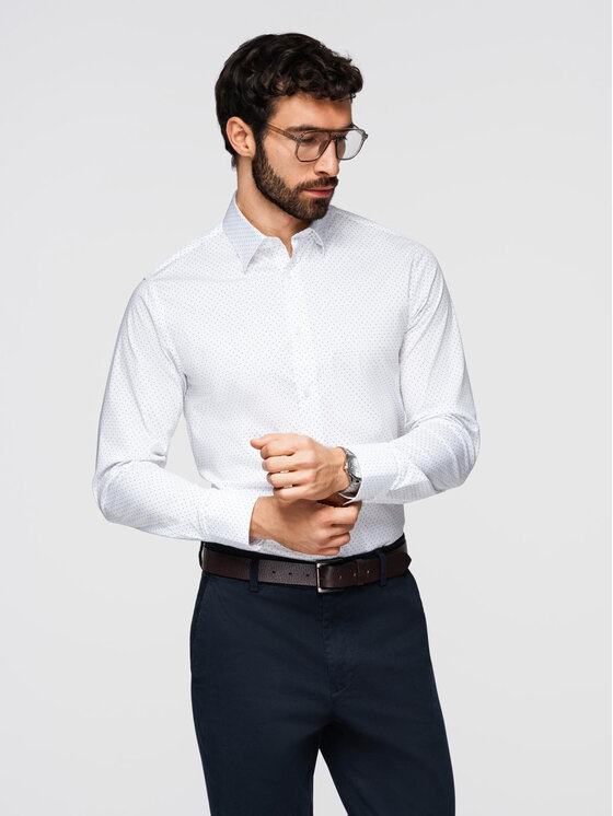 Ombre Ombre Koszula K698 Biały Regular Fit
