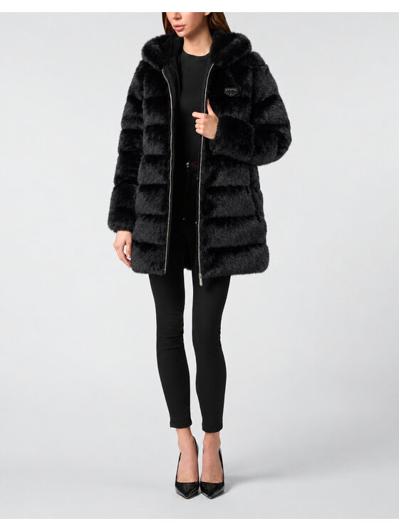 PHILIPP PLEIN PHILIPP PLEIN Płaszcz zimowy 32428 Czarny Loose Fit