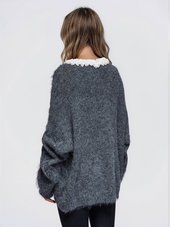 Ombre Ombre Sweter OW-SW-E0074 Szary Oversize