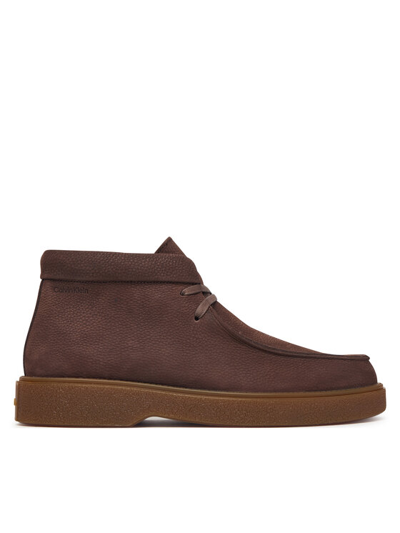 Calvin Klein Calvin Klein Kotníková obuv Text Rubber Apron Boot Nu HM0HM02256 Hnědá