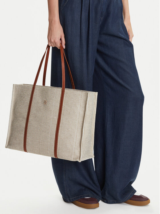 Tommy Hilfiger Tommy Hilfiger Torbica Th Premium Beach Le Tote AW0AW17418 Bež