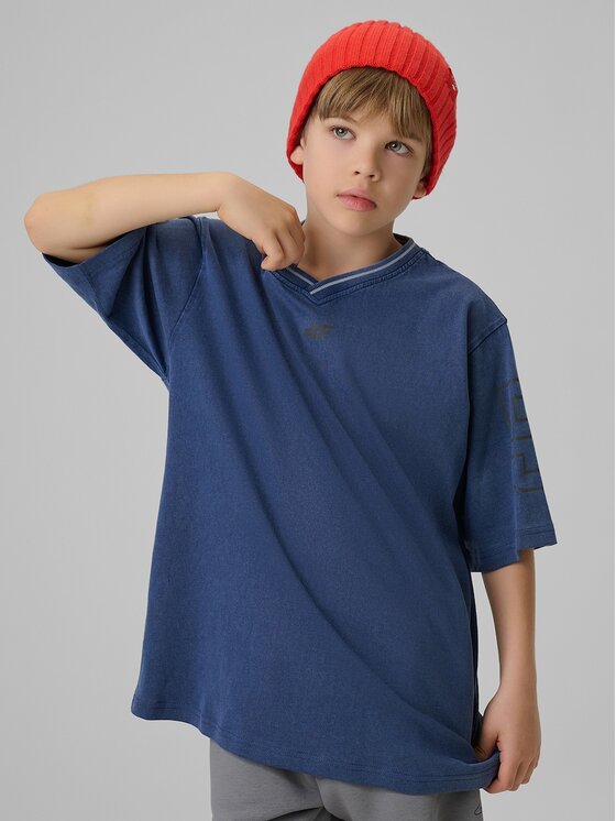 4F 4F T-Shirt 4FJRSS26TTSHM3467-31S Granatowy Loose Fit