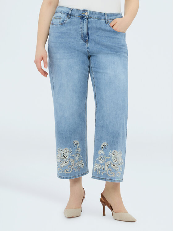 Fiorella Rubino Fiorella Rubino Jeansy P470T005171N024 Turkusowy Cropp Fit
