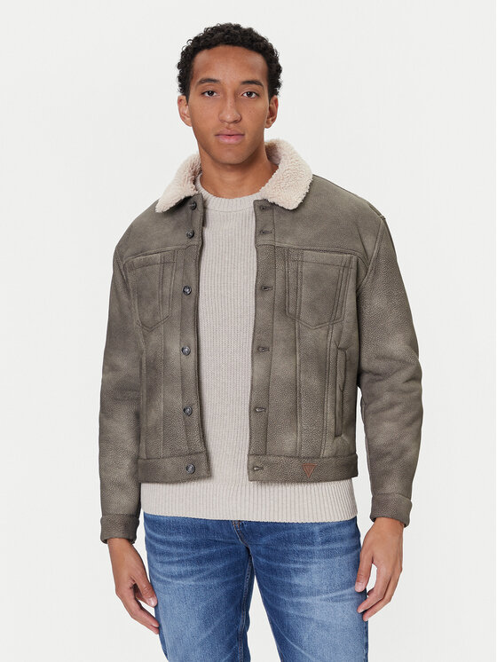 Guess Guess Bunda z imitace kůže M5BL0I W2500 Hnědá Regular Fit