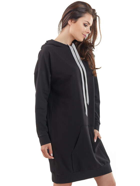Awama Awama Vestito di maglia A212 Nero Basic Fit