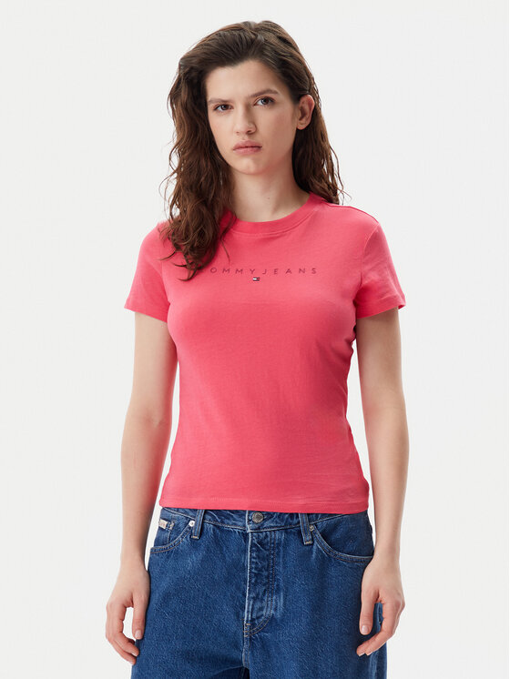 Tommy Jeans Tommy Jeans T-Shirt Tonal Linear DW0DW20315 Różowy Slim Fit