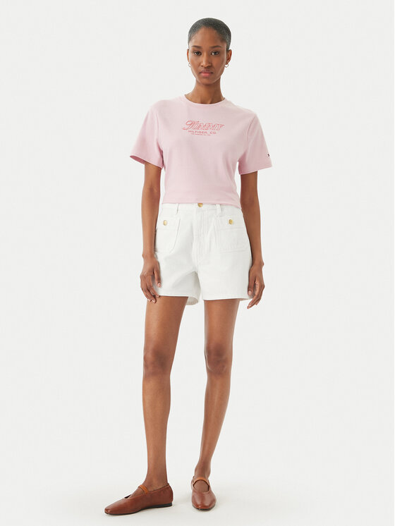 Tommy Hilfiger Tommy Hilfiger T-Shirt Logo Interlock WW0WW48707 Ανοιχτό ροζ Regular Fit