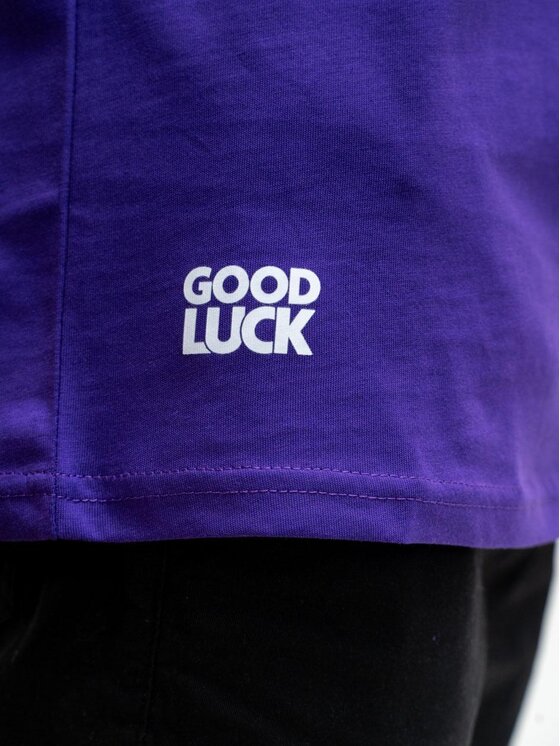 Good Luck Good Luck T-Shirt Koszulka Męska Z Krótkim Rękawem Fioletowa / Jasna Fioletowa GOOD LUCK Shoulder Pad XL Fioletowy Regular Fit