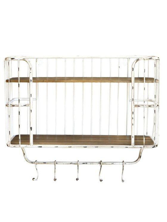 MIAhome MIAhome Organizer Półka ścienna z haczykami biała 45,5x52 cm Biały