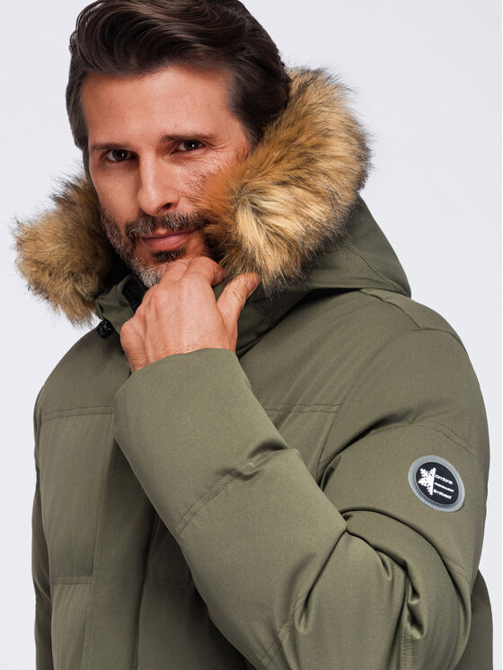 Ombre Ombre Parka OM-JALJ-0310 Zielony ciemny Loose Fit
