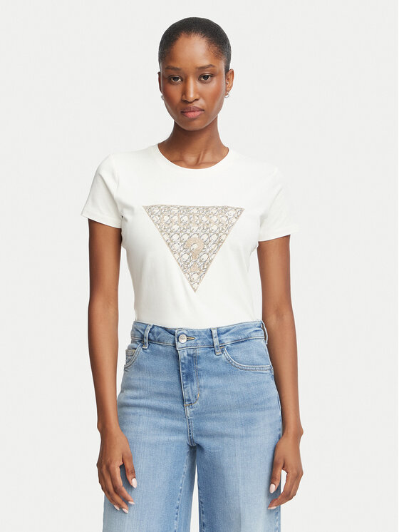 Guess Guess Tricou W6BI61 K7948 Crem Regular Fit
