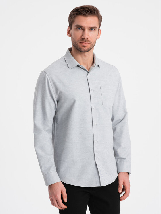 Ombre Ombre Košile OM-SHCS-0148 Šedá Regular Fit