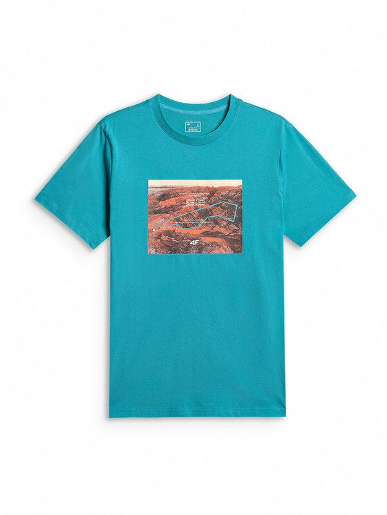 4F 4F T-Shirt LIMITLESS DESERT Turkusowy Regular Fit
