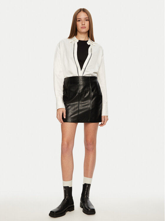 Brave Soul Brave Soul Spódnica z imitacji skóry LSKJ-272TIABLK Czarny Regular Fit