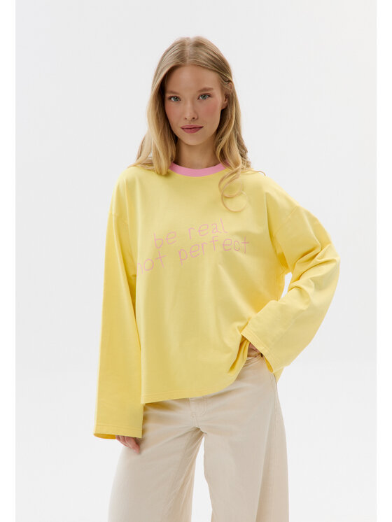 Mirons Mirons Longsleeve Print Żółty Regular Fit