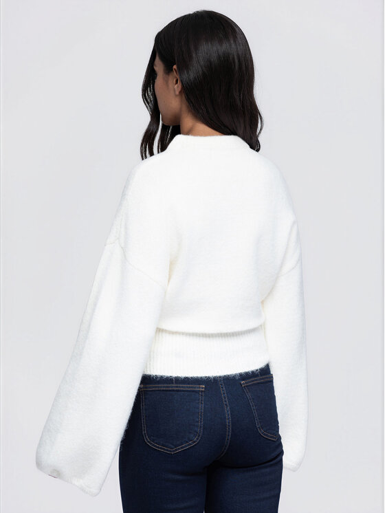 Ombre Ombre Sweter OW-SW-E0062 Beżowy jasny Relaxed Fit