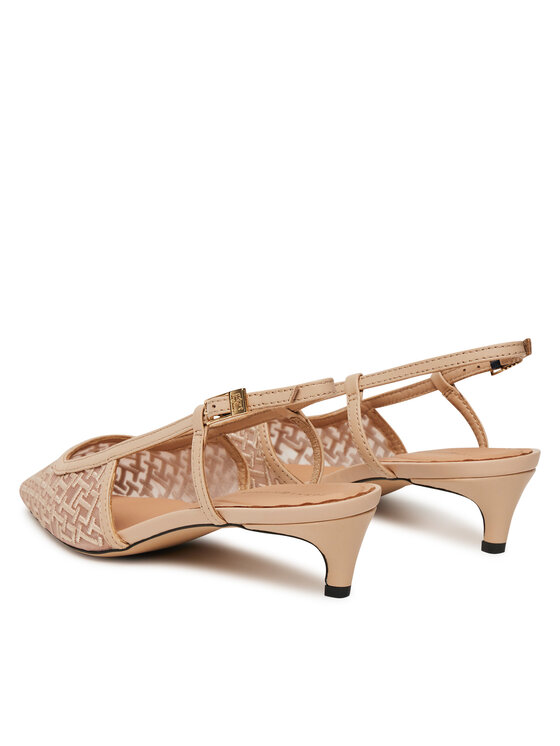 Tommy Hilfiger Tommy Hilfiger Lodičky Mono Squared Toe Kitten Slingb FW0FW08746 Béžová