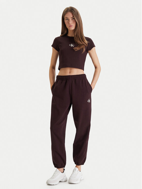 Calvin Klein Jeans Calvin Klein Jeans Тишърт LV047AB802 Кафяв Slim Fit