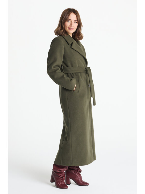 Salme Salme Płaszcz wełniany Verona maxi Zielony Regular Fit