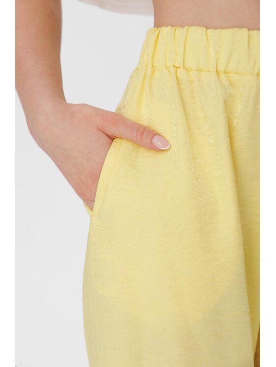 LAURELLA LAURELLA Kalhoty z materiálu 3SS008 Žlutá Regular Fit