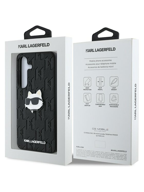 KARL LAGERFELD KARL LAGERFELD Etui na telefon Leather Monogram Pin Logo Choupette Head Czarny