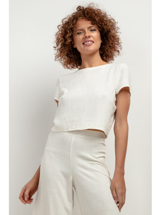 Tessita Tessita Spodnie materiałowe SPODNIE_T406_1_XXL Biały Classic Fit